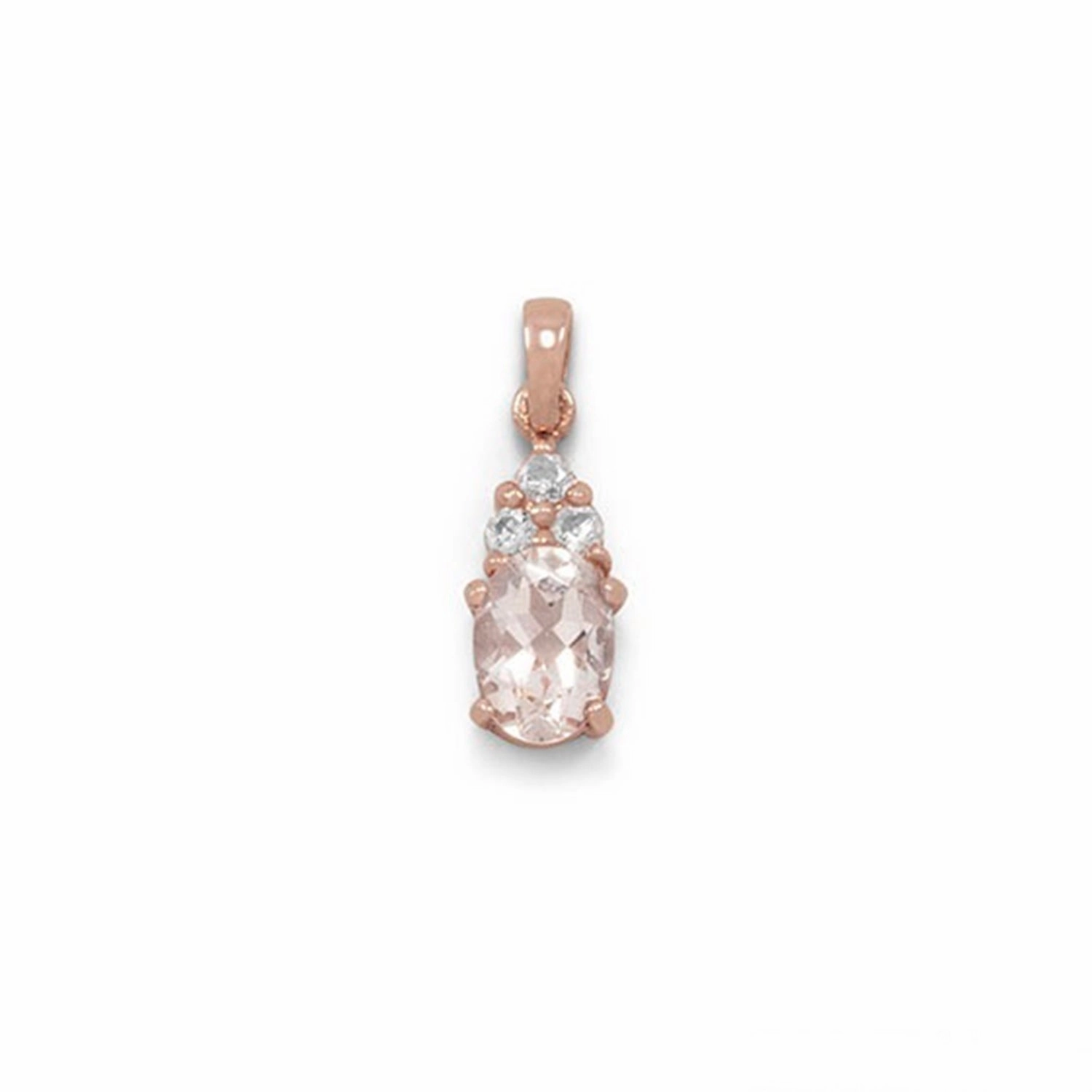 Everyday Finish Morganite Pendant with White Topaz Rose Gold-plate, Pendant Only