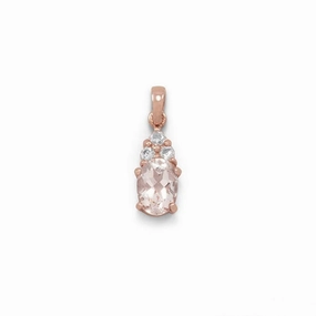 Everyday Finish Morganite Pendant with White Topaz Rose Gold-plate, Pendant Only