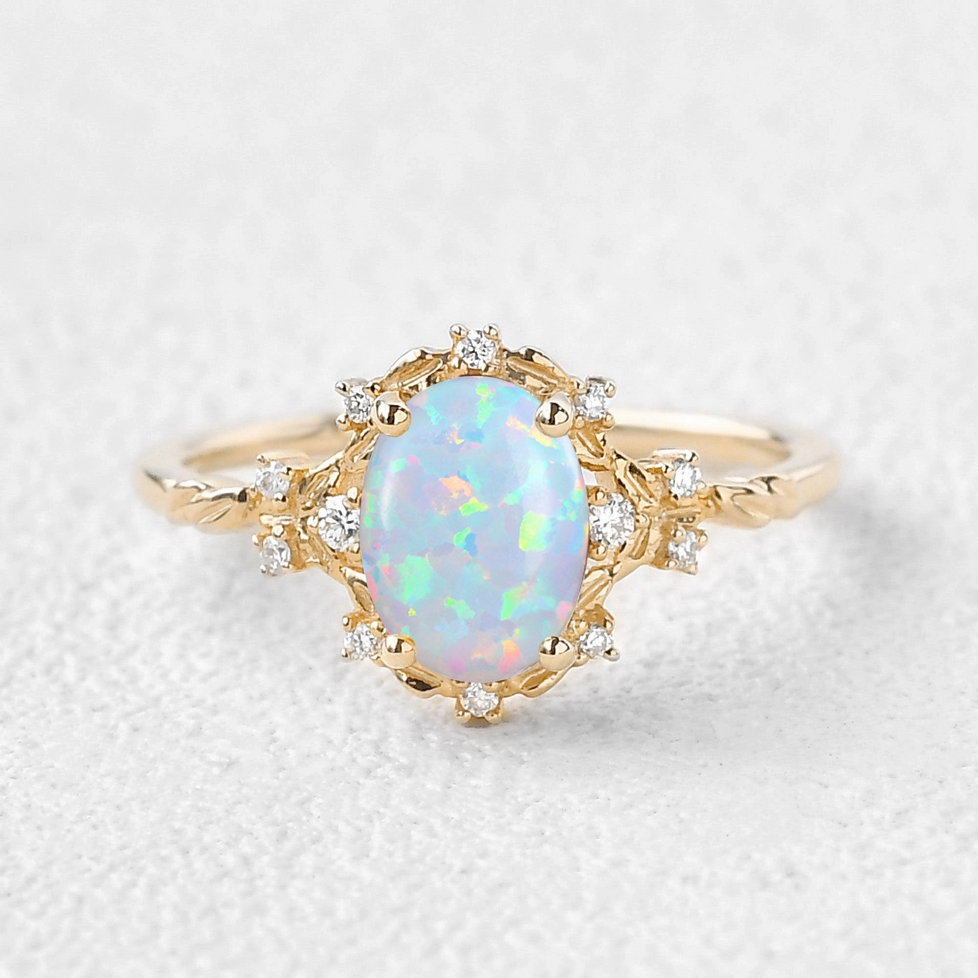 1.5ct Oval Cut Opal Vintage Floral Ring Style Statement Urban Accent