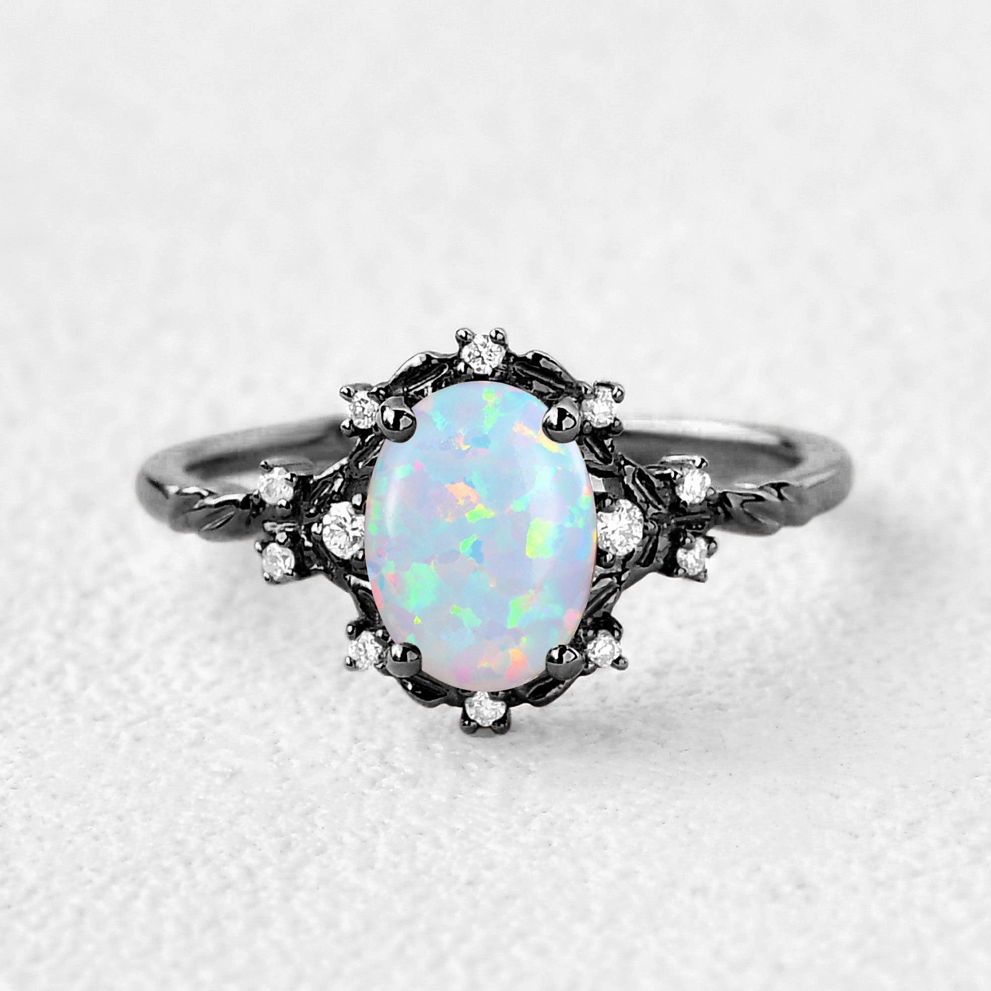 Office Ready Quick Spark 1.5ct Oval Cut Opal Vintage Floral Ring