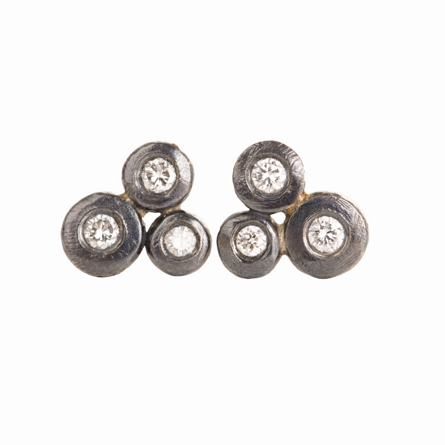 In Bloom Diamond Studs - 18k Gold, Oxidized Silver   Reclaimed Diamonds Stunning Option Stunning Item