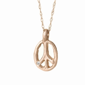 Unique Ornament Fashion Focus Charmed Peace Sign Necklace - 14k Gold