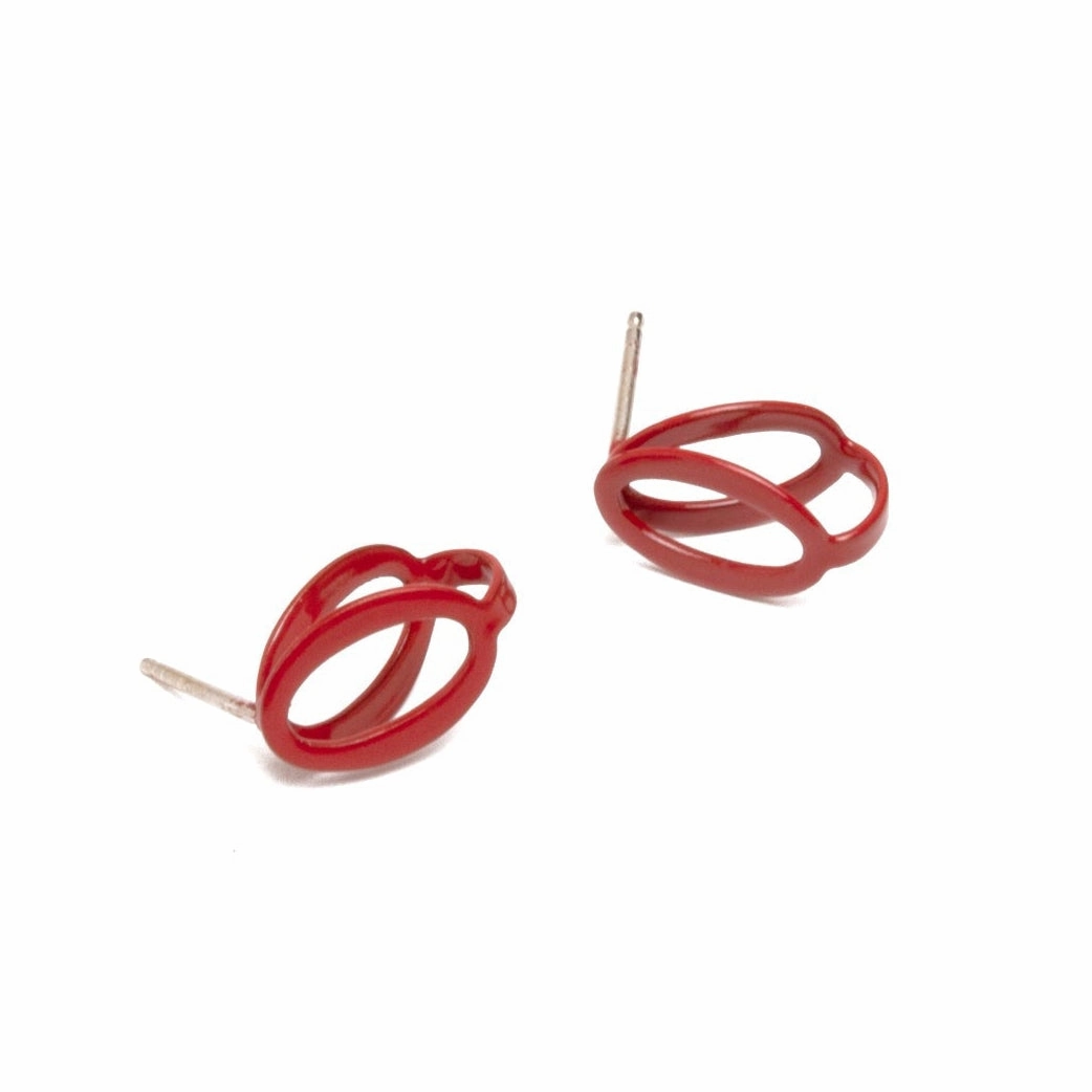 Modernist Accent Chain Link Studs - Red