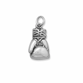 Birthday Present Large Boxing Glove Charm Pendant Antiqued Sterling Silver