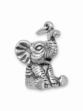 Layer mood Cute Baby Elephant Charm Sterling Silver, Made in the USA