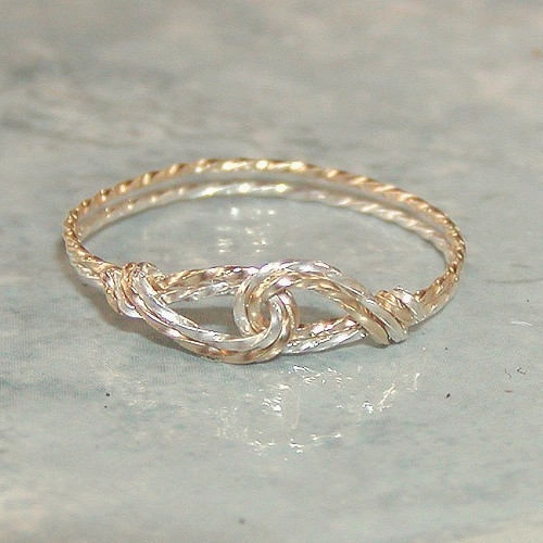 Hand Finished Infinity Design Gold & Silver Two Tone Twist Wire Thumb Ring