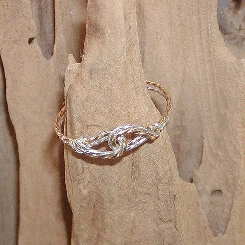 Representational Piece Warm Finish Infinity Design Gold & Silver Two Tone Twist Wire Thumb Ring