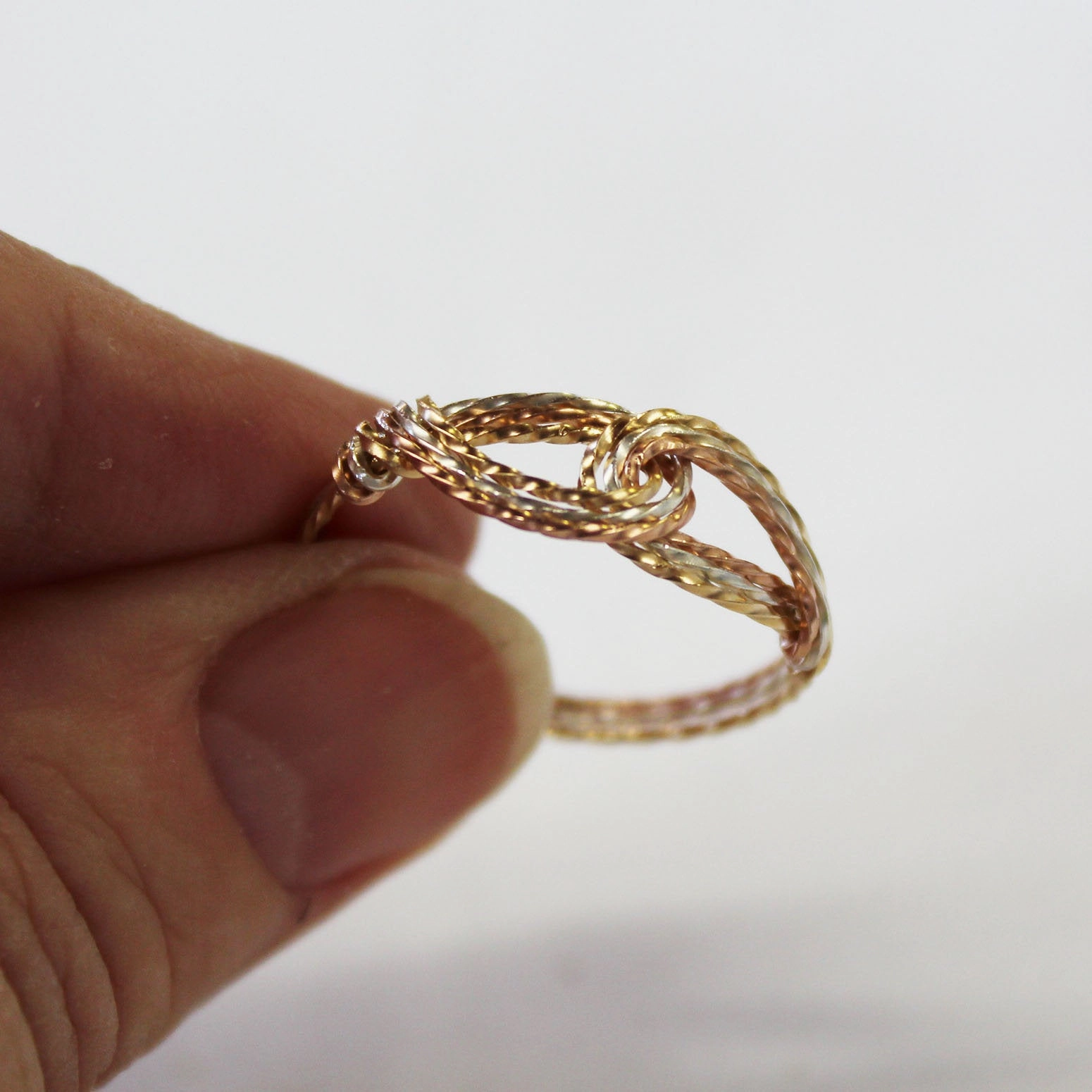 Infinity Design Tricolor Gold, Silver & Rose Twist Wire Thumb Ring Luxury Emblem Unique product