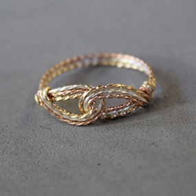 Infinity Design Tricolor Gold, Silver & Rose Twist Wire Thumb Ring Creative Style Refined Flair