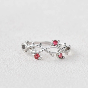 Polished Sparkle Vogue Design Infinity Garnet Floral Inspired Ring