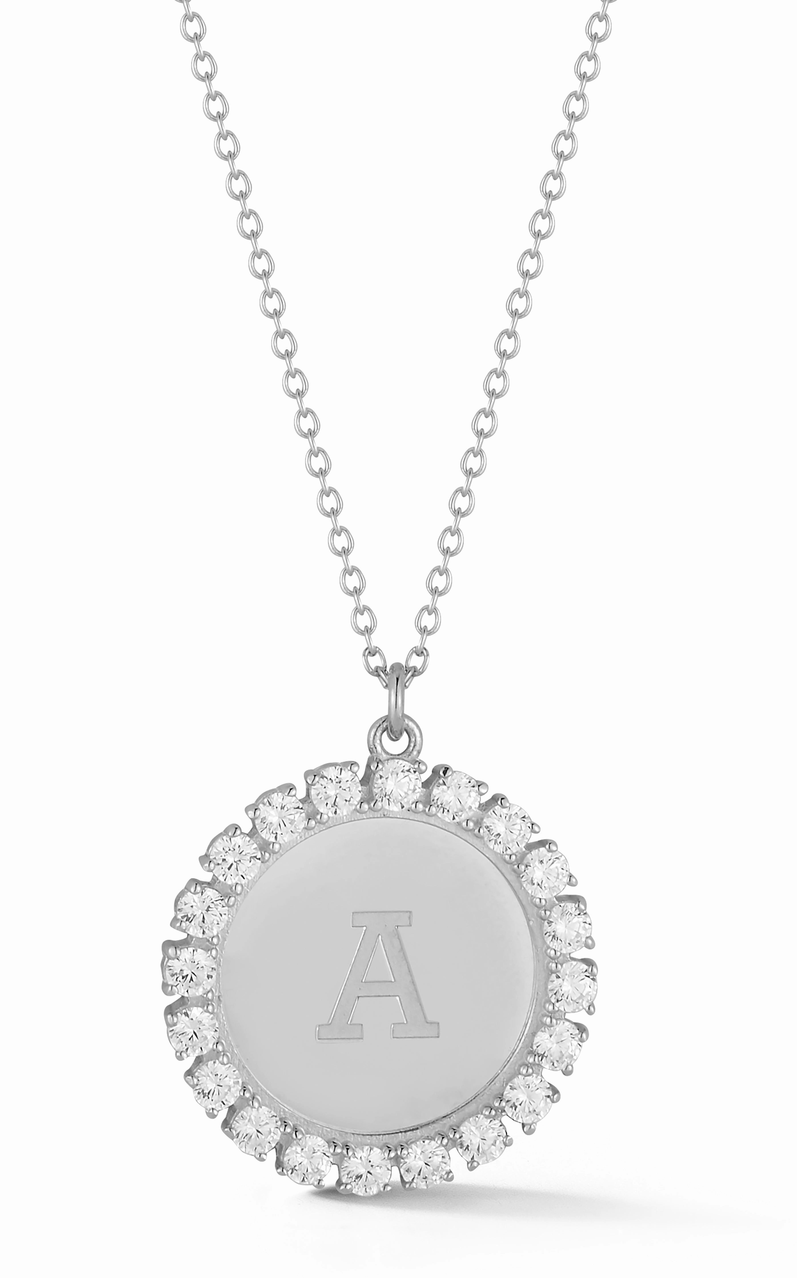 Initial Medallion Necklace Office Present Jeweled Adornment
