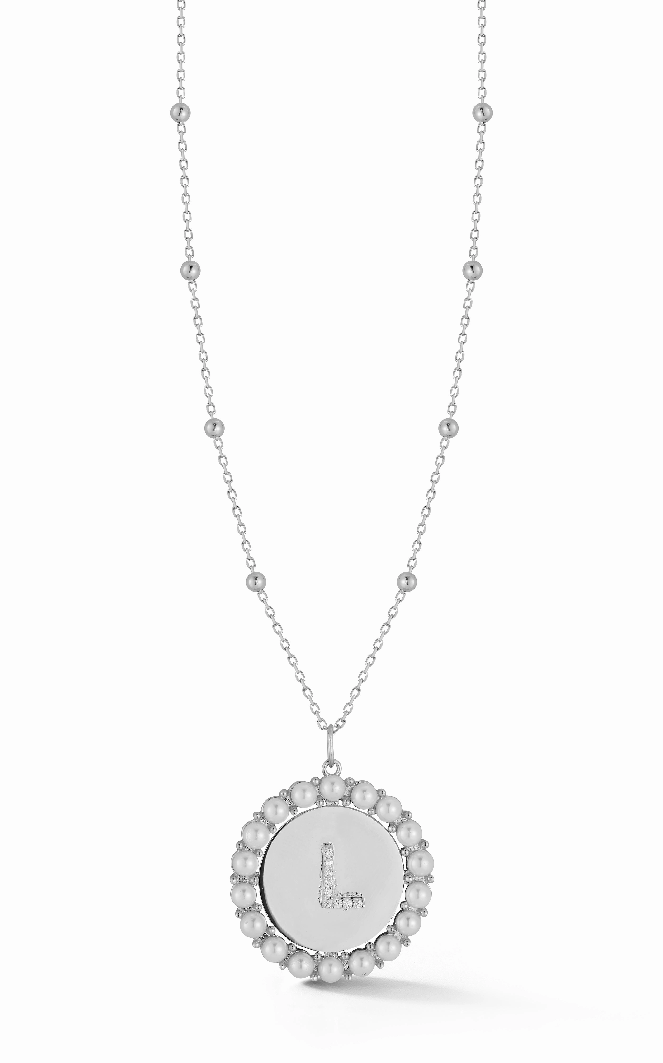 Initial Pearl Disk Necklace Fashion Boy