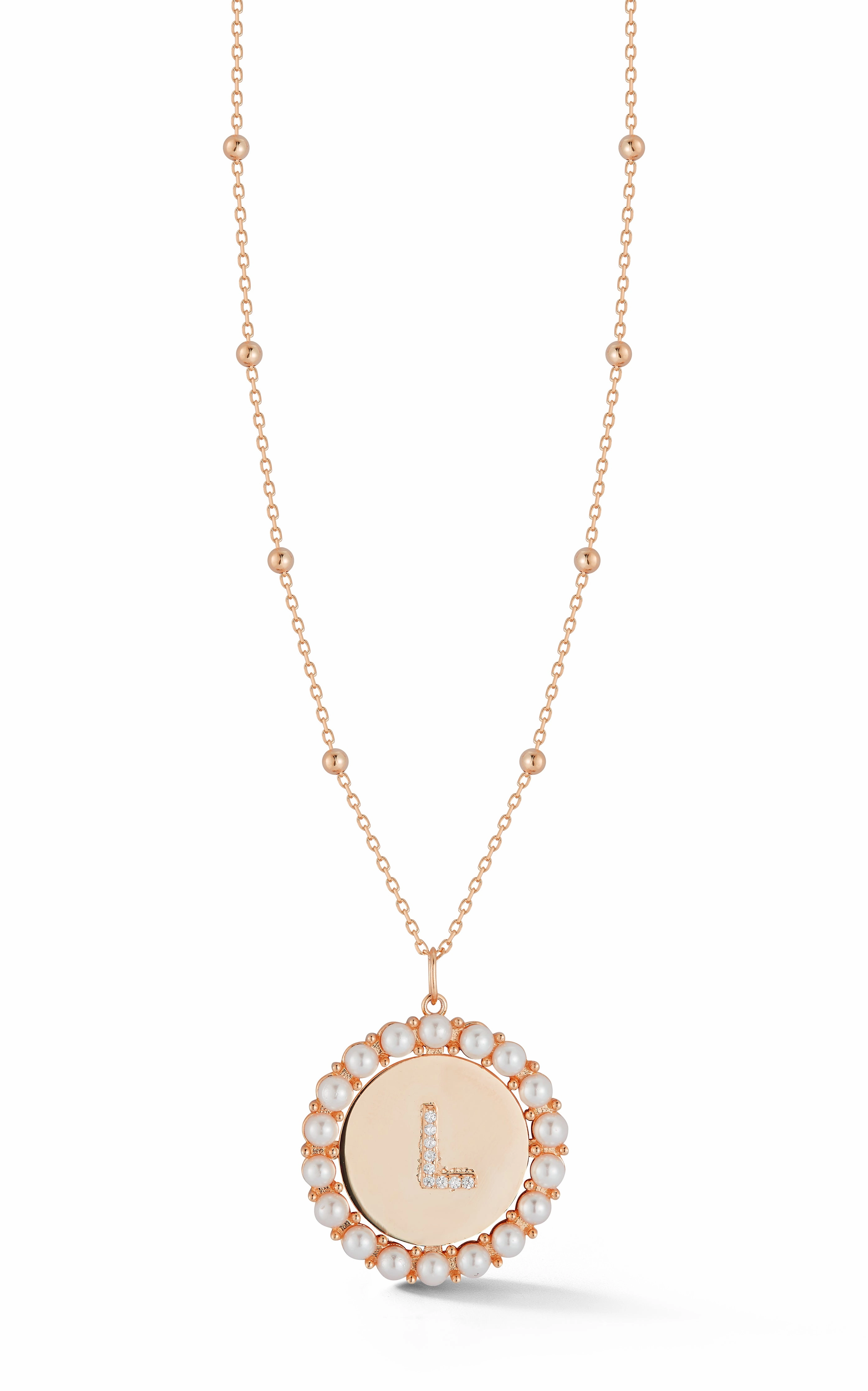 Casual Gathering Festival Season Initial Pearl Disk Necklace