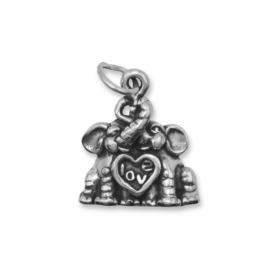 True Accent Vibrant Form Elephants Charm Sterling Silver - Couple in Love