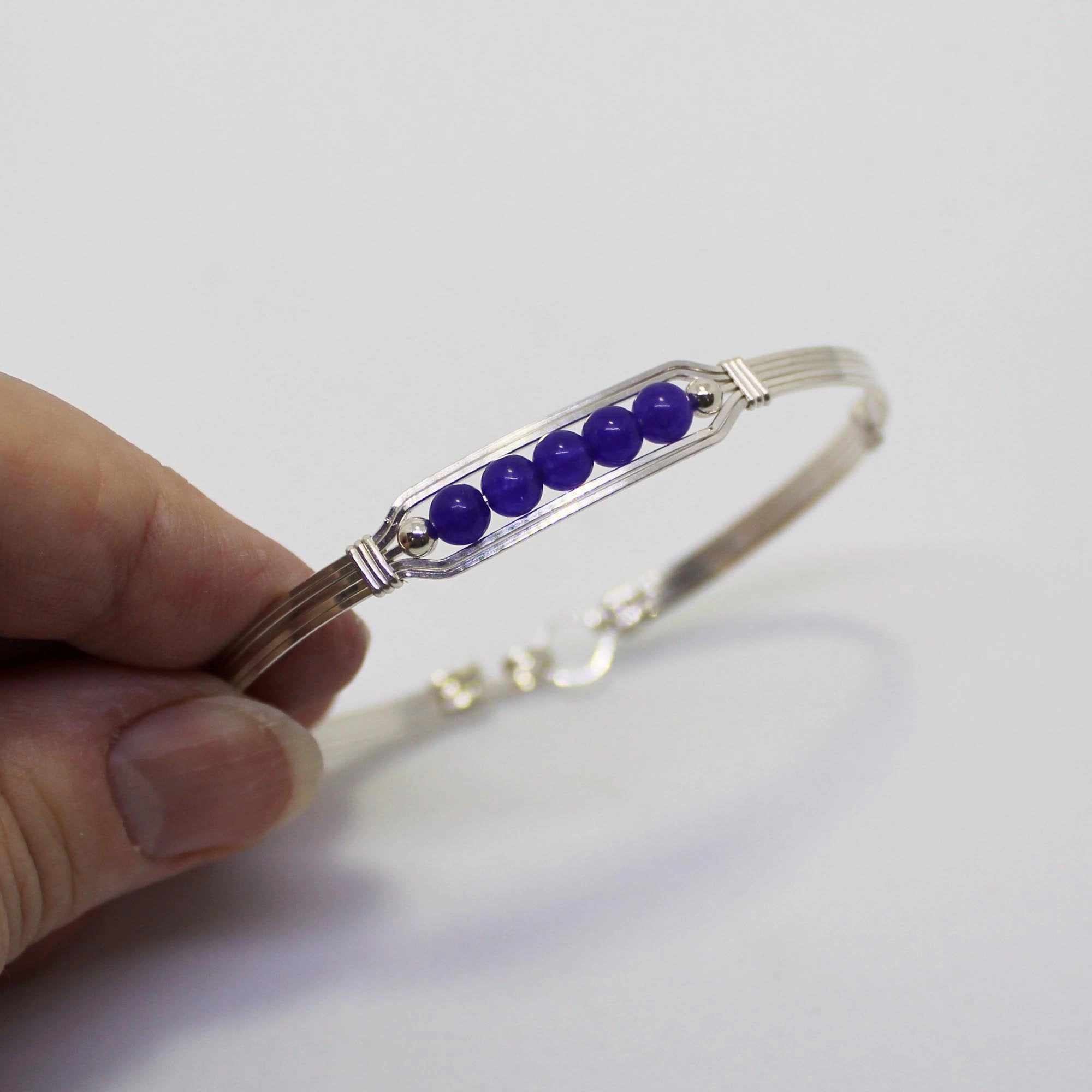 Good Composites Brand New View 5 Little Beads Amethyst Beads Sterling Silver Wire Wrapped Bracelet