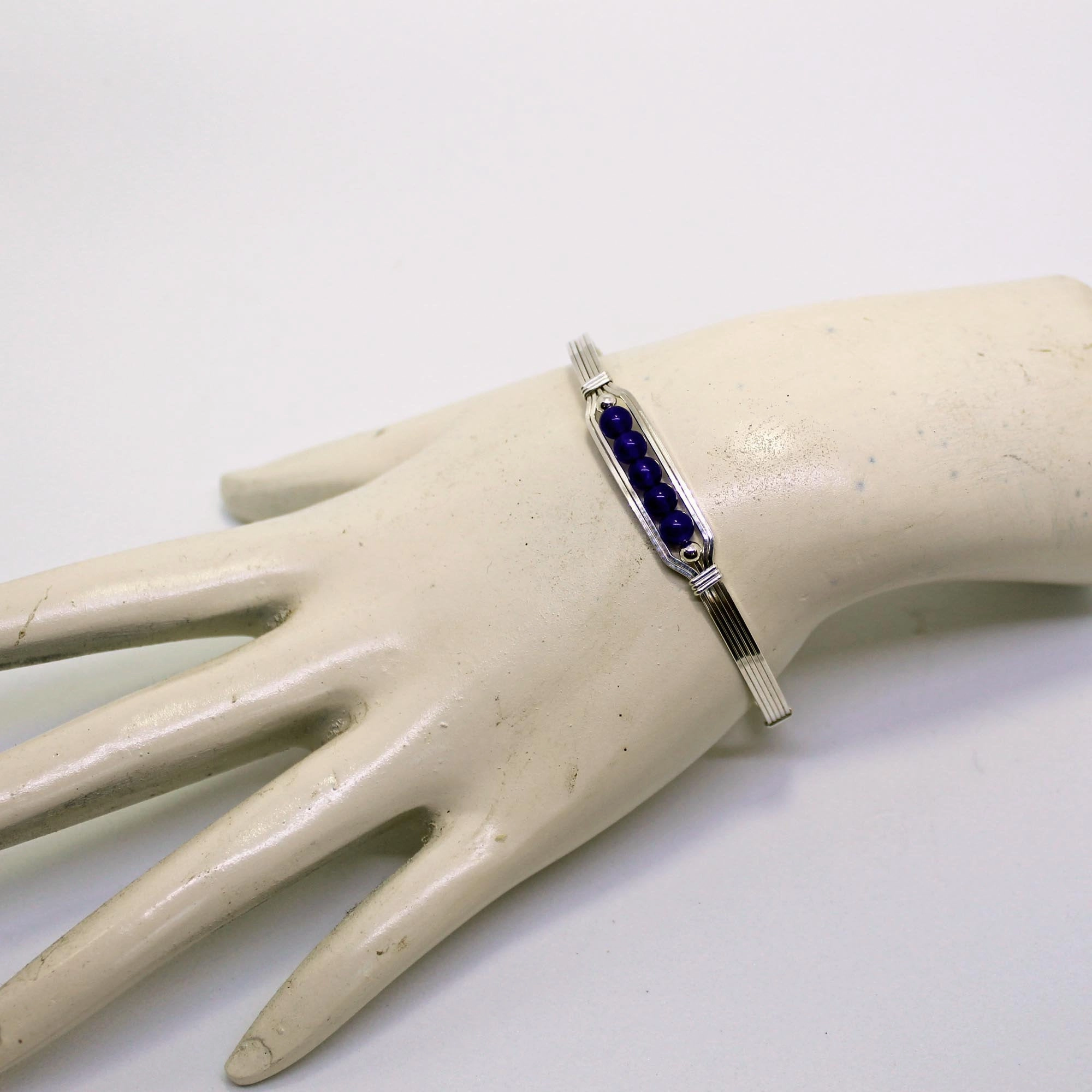 Limited Story 5 Little Beads Amethyst Beads Sterling Silver Wire Wrapped Bracelet