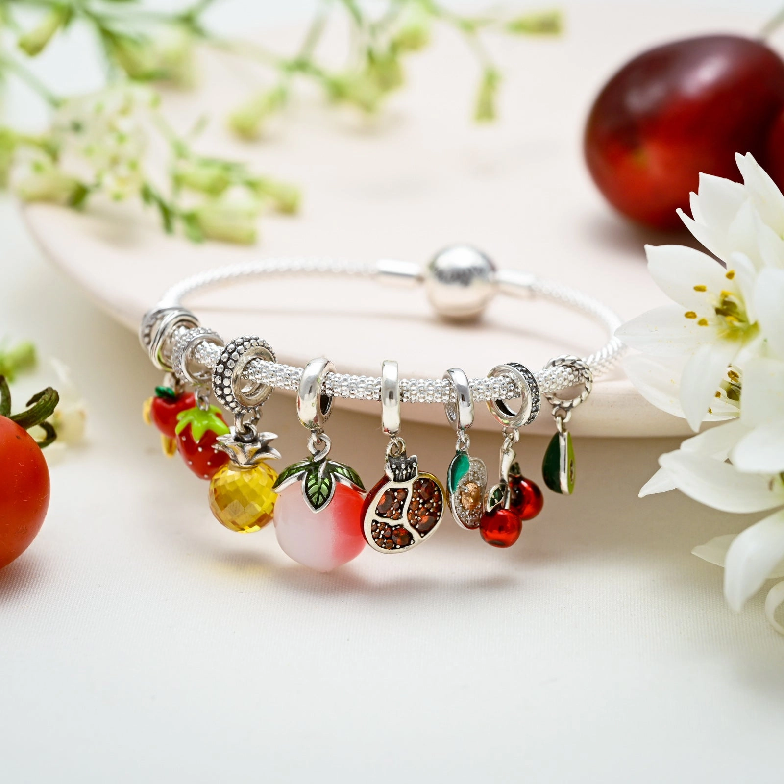 Silver Fruit Basket Bracelet Refined Style