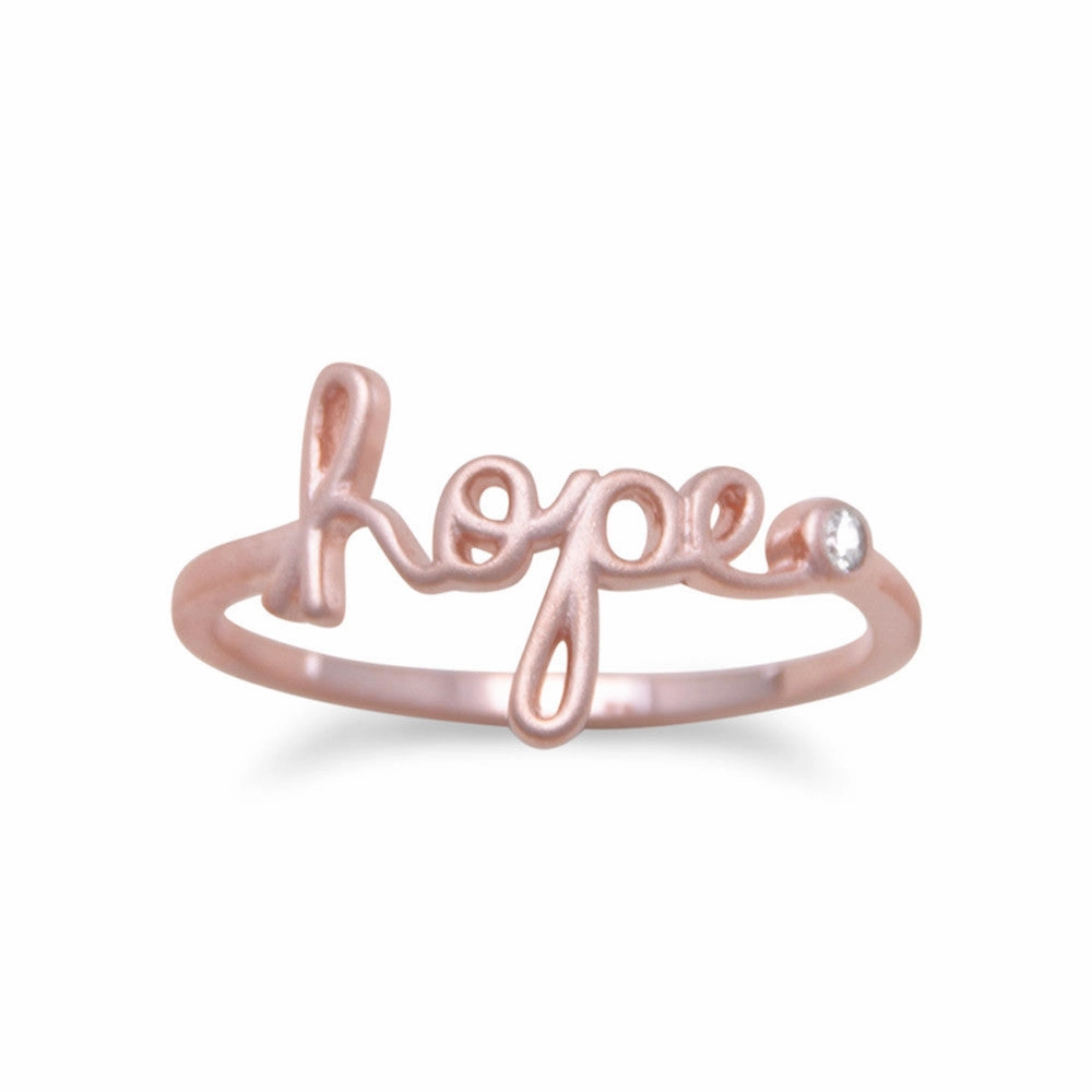 Message Ring - Hope Rose Gold-plated Sterling Silver with Cubic Zirconia Accent Traditional Piece