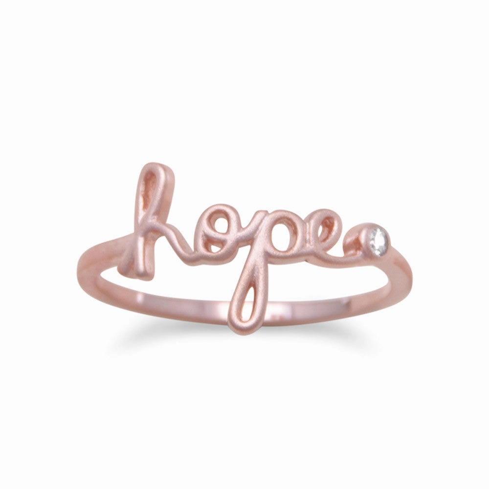 Message Ring - Hope Rose Gold-plated Sterling Silver with Cubic Zirconia Accent Casual Outfit Groom Accessory