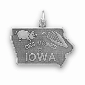 Iowa State Charm Antiqued Sterling Silver Anniversary Gift