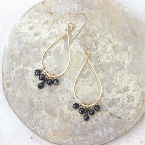 Trendy Accessory Gorgeous Feature Isla Earrings -  14k Gold-Fill   Black Spinel