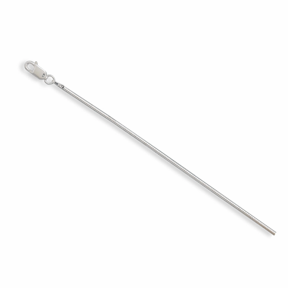 Stylish Design Sleek Accent Italian Snake Chain Sterling Silver Necklace 1.5mm Width