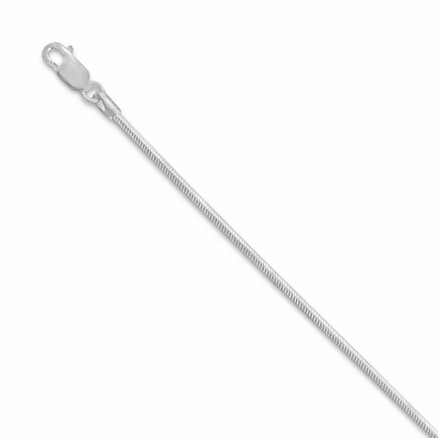 High Style Italian Snake Chain Sterling Silver Necklace 1.5mm Width