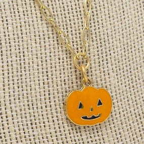 Jack-o-Lantern Gold Necklace Birthday gift