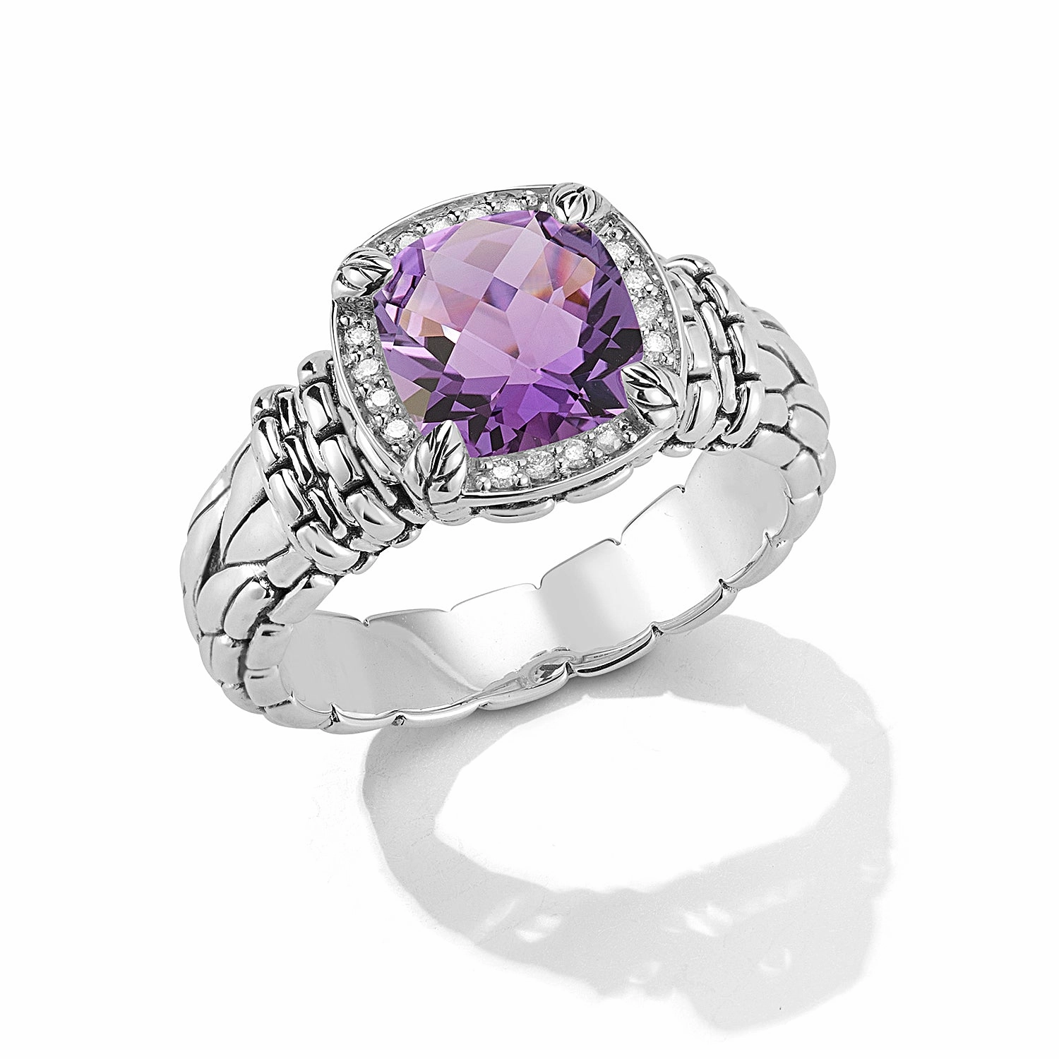 Colorful Trinket JAI Amethyst & Diamond Halo Ring