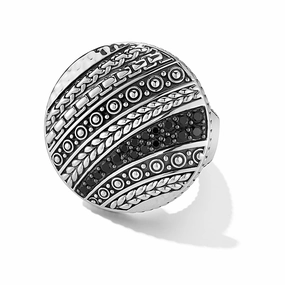 JAI Silver & Black Spinel Disk Ring Big Item Chic Essential