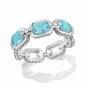 JAI Statement Link Ring in Blue Topaz, Size 7 Secure Accessory