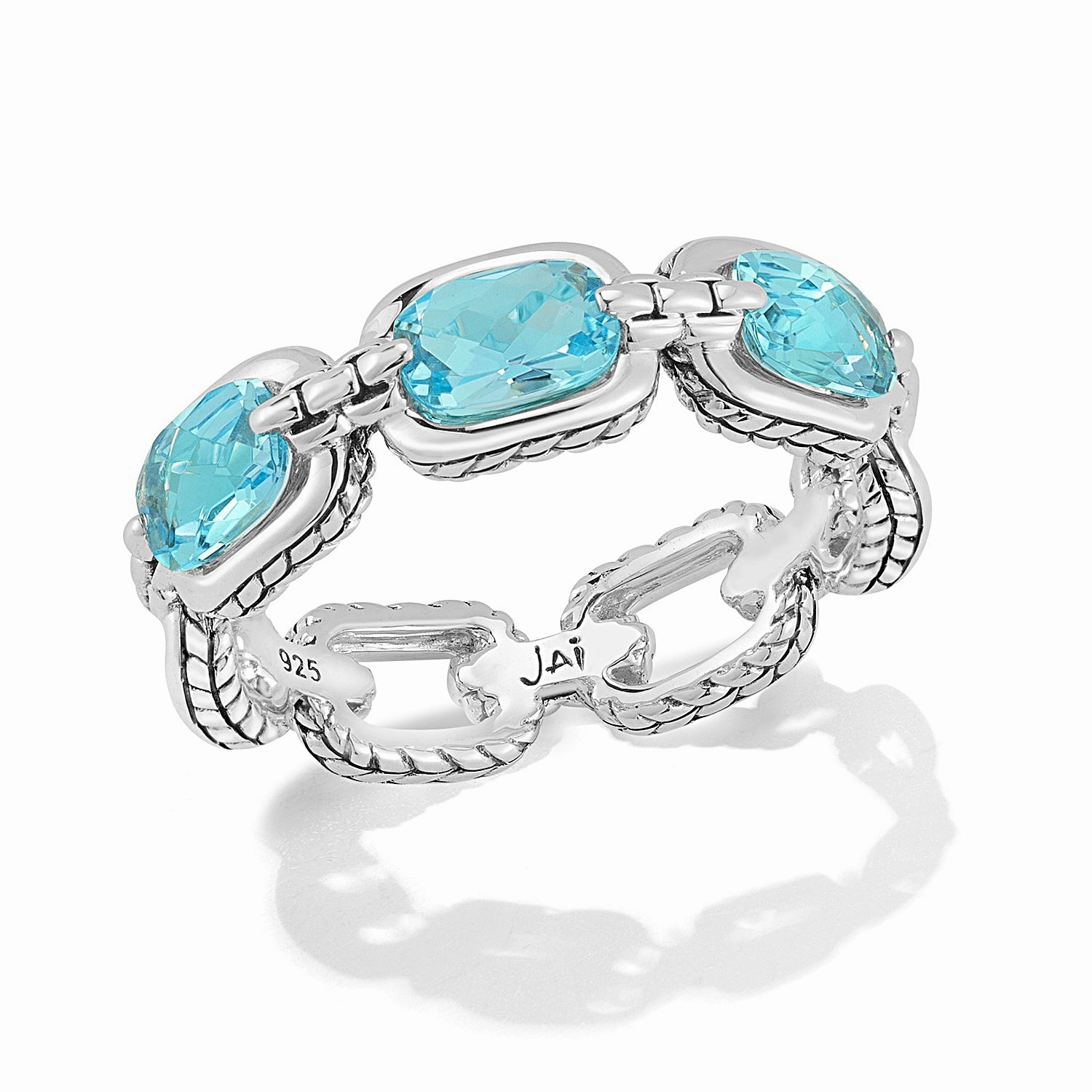 JAI Statement Link Ring in Blue Topaz, Size 7 Secure Accessory