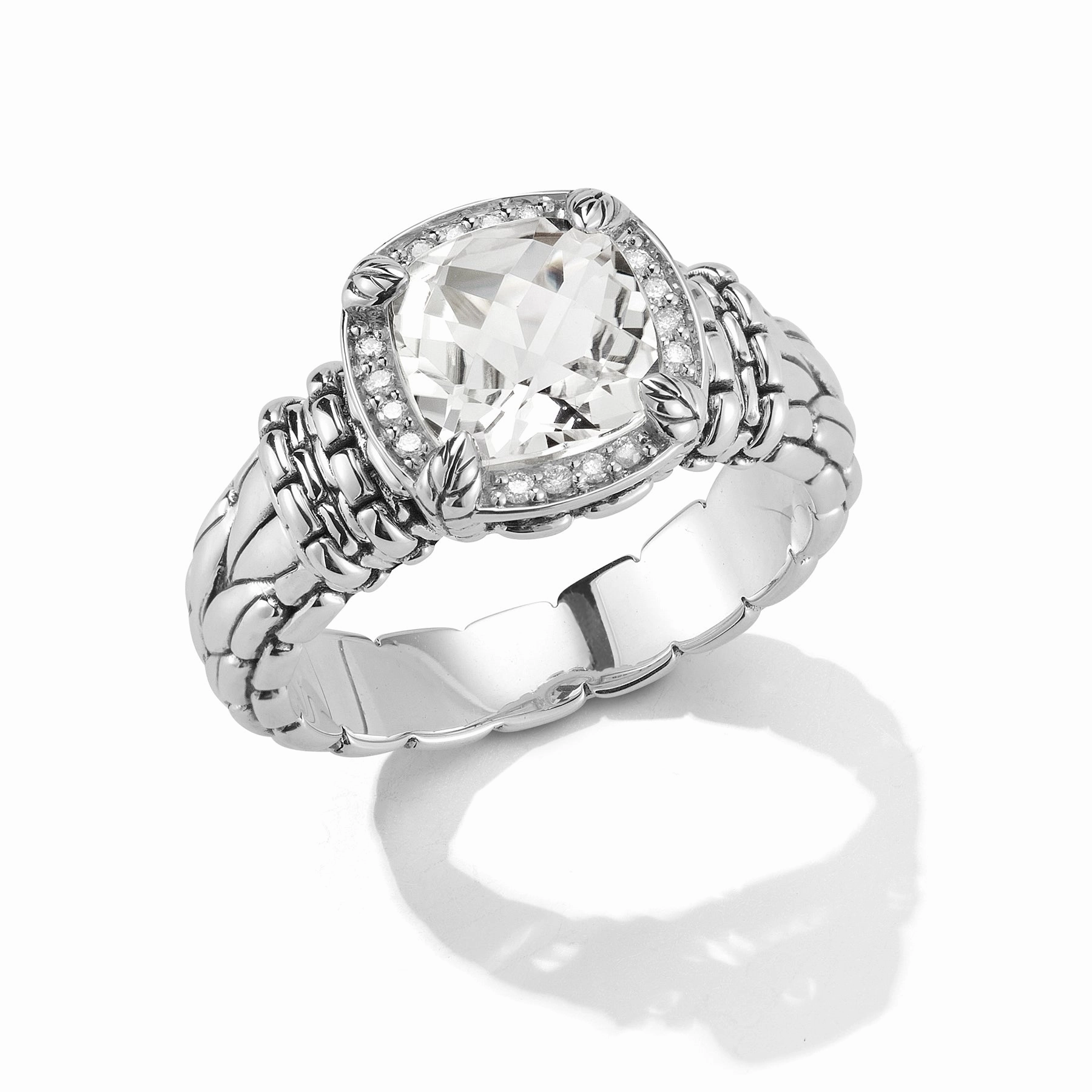 JAI White Topaz & Diamond Halo Ring Secure look