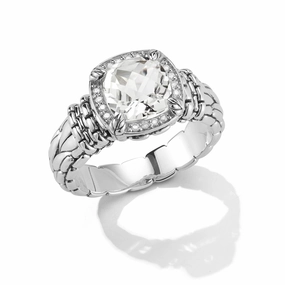 JAI White Topaz & Diamond Halo Ring Secure look