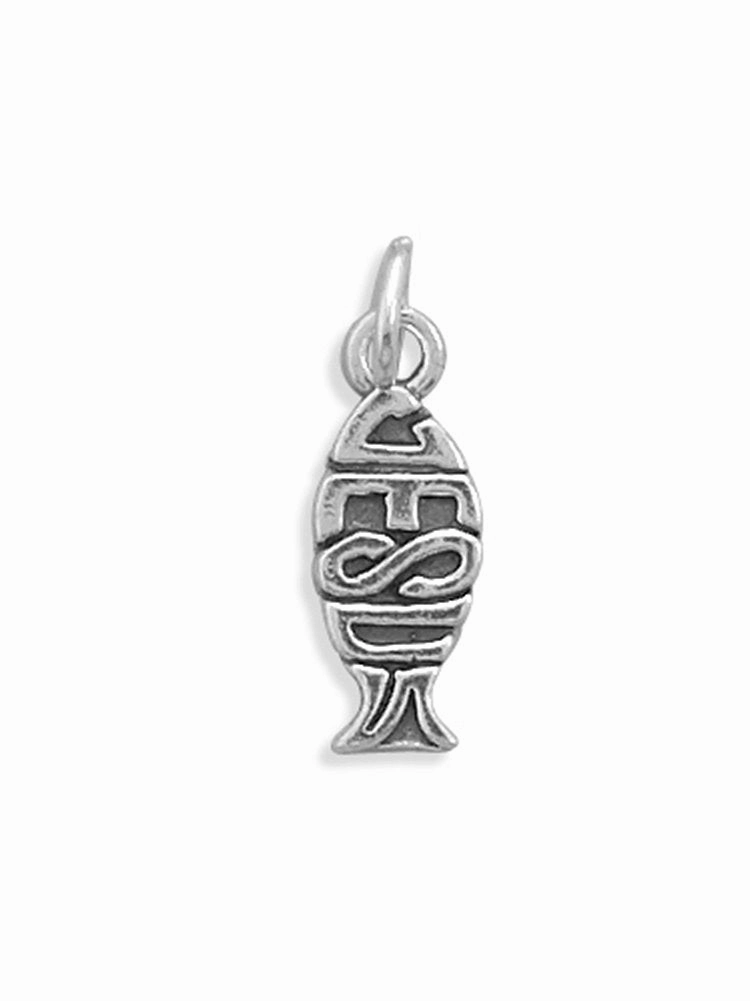 JESUS Ichthys Ichthus Christian Fish Charm Sterling Silver, Made in the USA Chic Feature Trend Focused