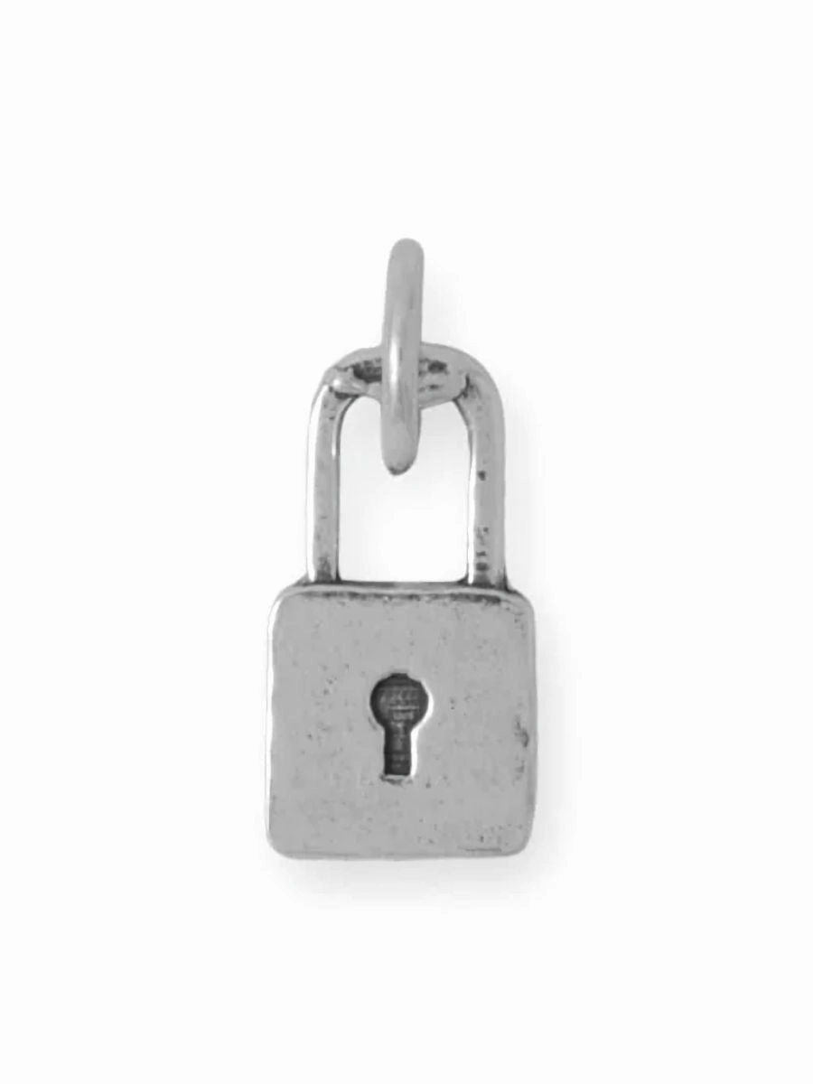 Padlock Charm Oxidized Sterling Silver Everyday Match
