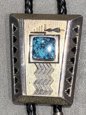 Johnson Toadacheeny Navajo Natural Turquoise Sterling Silver Bolo Dazzling Charm Chic Touch