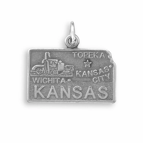 Fresh Look Exclusive Design Kansas State Charm Antiqued Sterling Silver