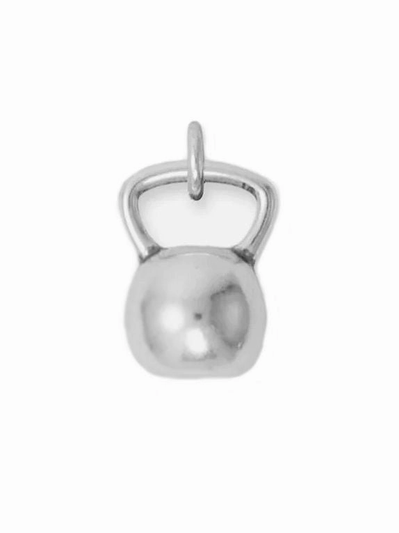 Kettleball Charm Sterling Silver Oxidized Finish Statement Accessory