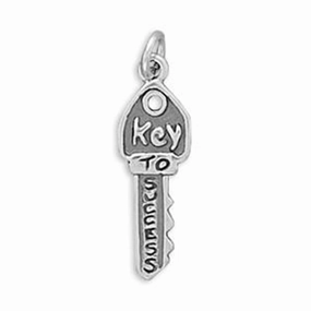 Key To Success Sterling Silver Charm Graceful Highlight Shine In Light