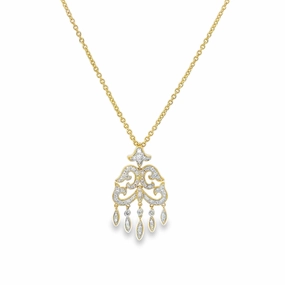 Refined Form Unique Finish Kirkland Jewelry Estate | 14K Yellow Gold Diamond Dangle Necklace