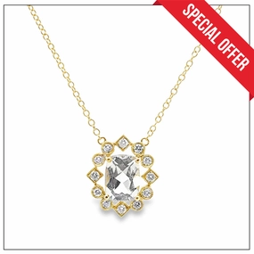 Kirkland Jewelry Estate | 18K Yellow Gold Diamond & White Topaz Necklace Subtle Glamour Multi Purpose