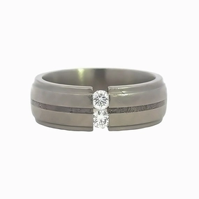 Kirkland Jewelry Estate | Titanium & Diamond Men's Ring Warm Light Bold Statement