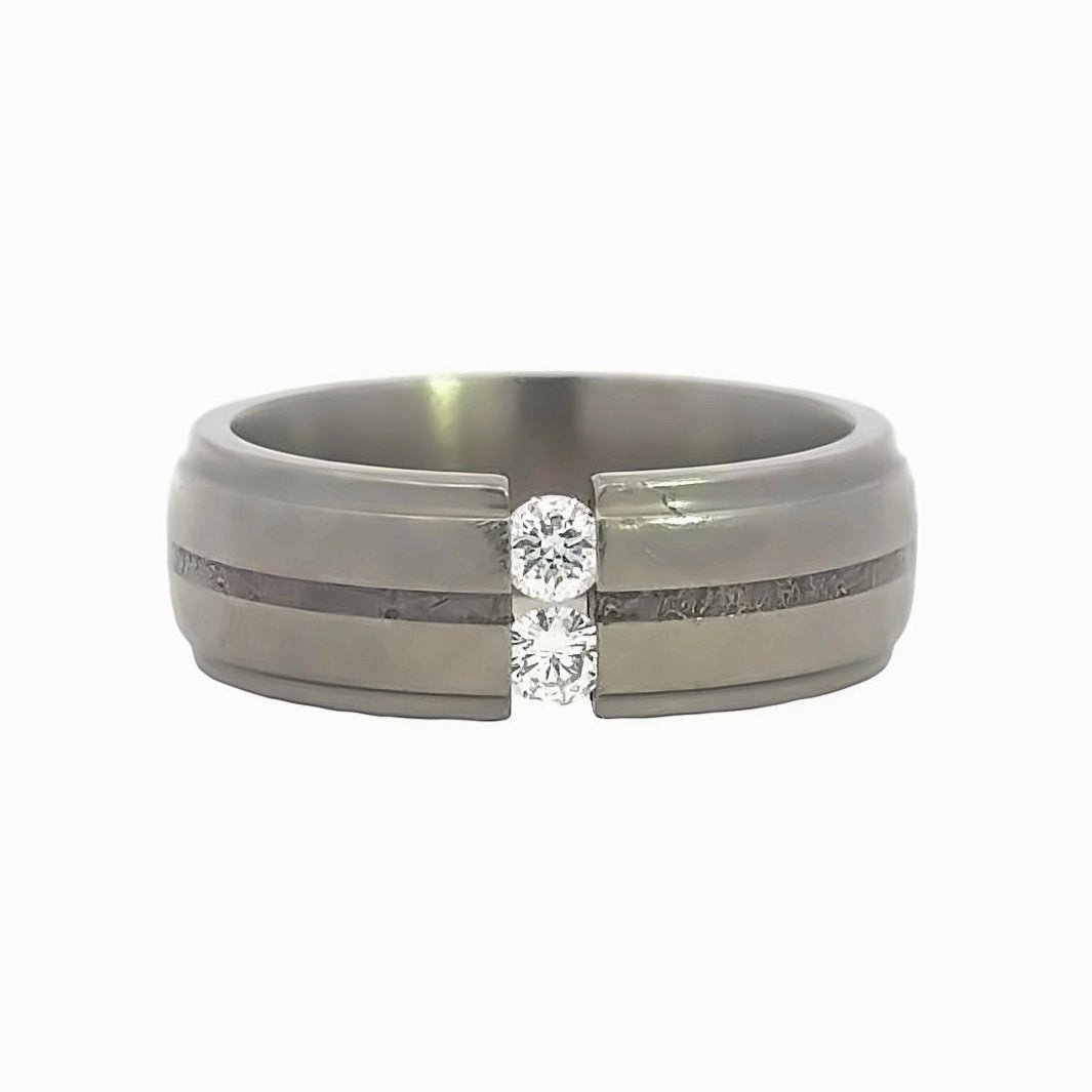 Kirkland Jewelry Estate | Titanium & Diamond Men's Ring Warm Light Bold Statement
