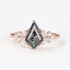 Layering Choice Kite Black Rutilated Quartz Engagement Ring - Arbor