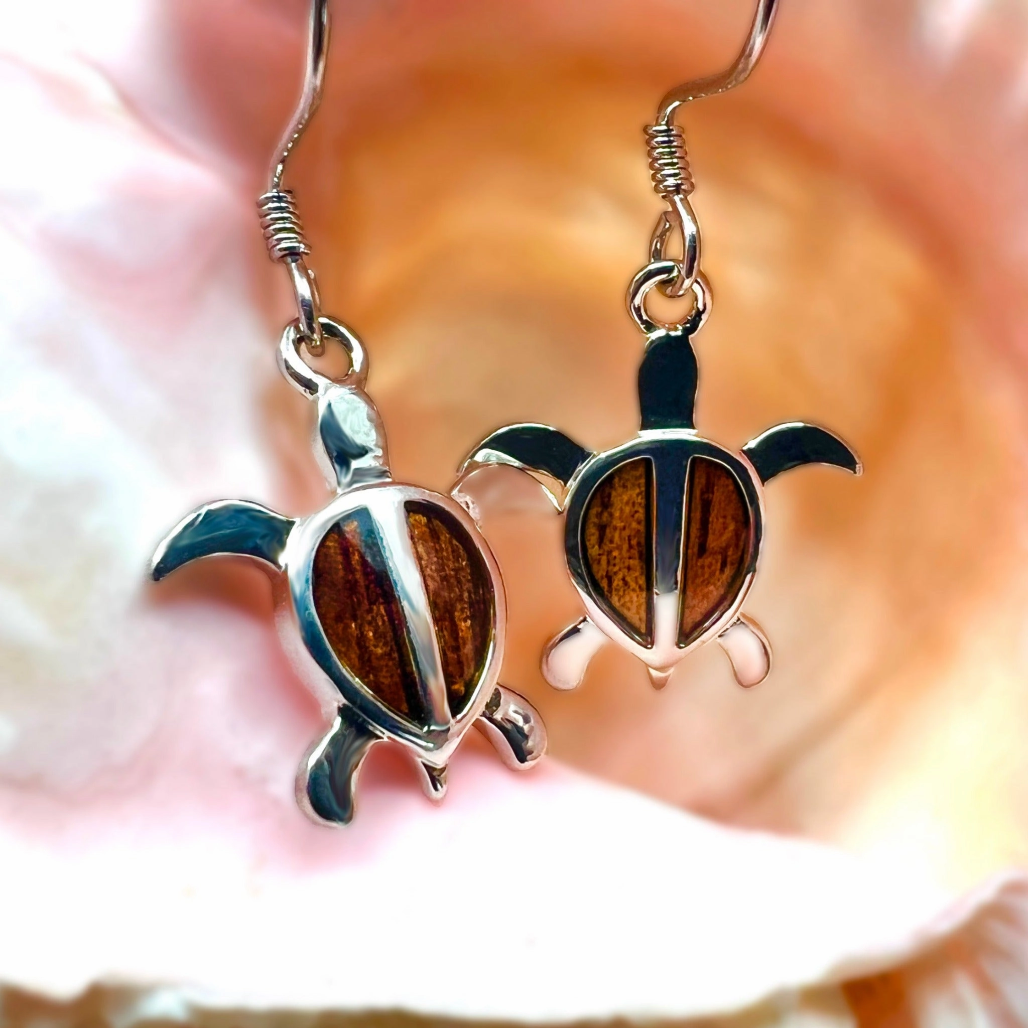 Refined Vibe Koa Petroglyph Honu Earrings