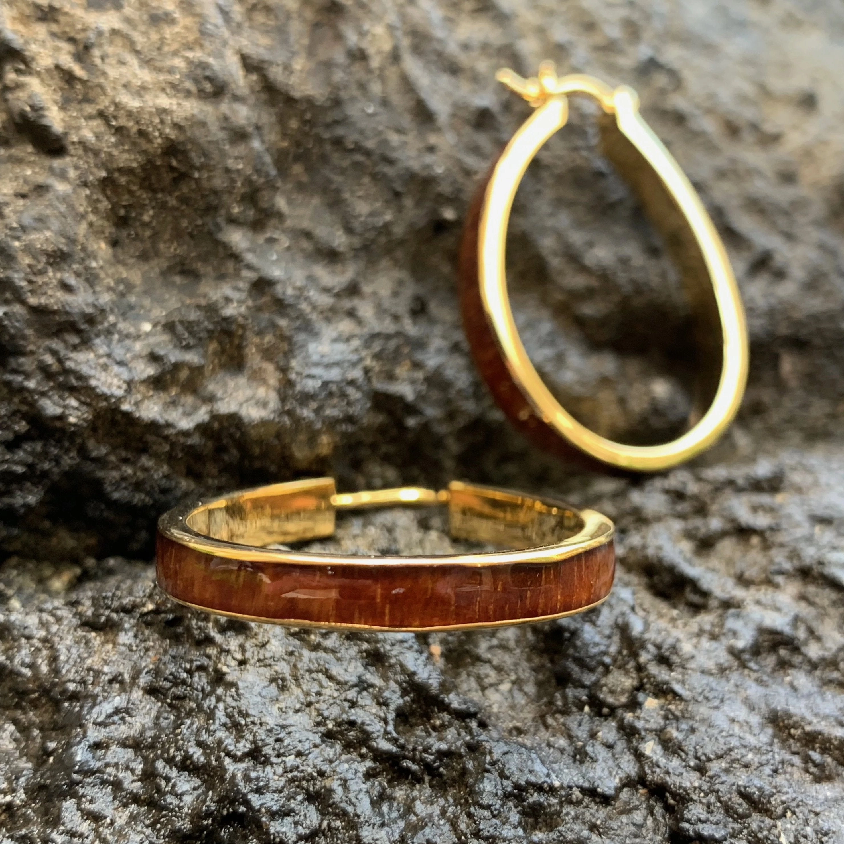 Avant-Garde Jewelry Durable Accessory Koa Wood Hoop Earrings