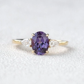Dreamy Mood Lab Created Alexandrite Yellow Gold Ring