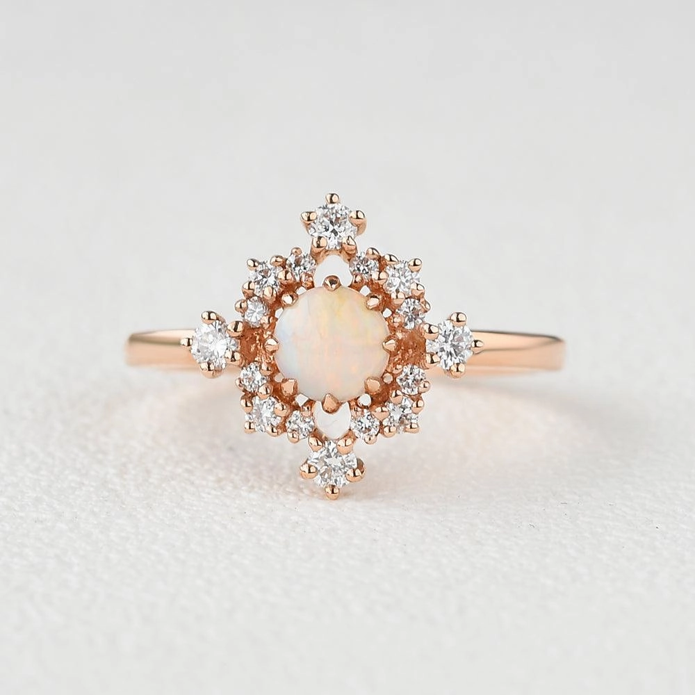 Fresh Look Lab Opal Flower Snowflake Ring