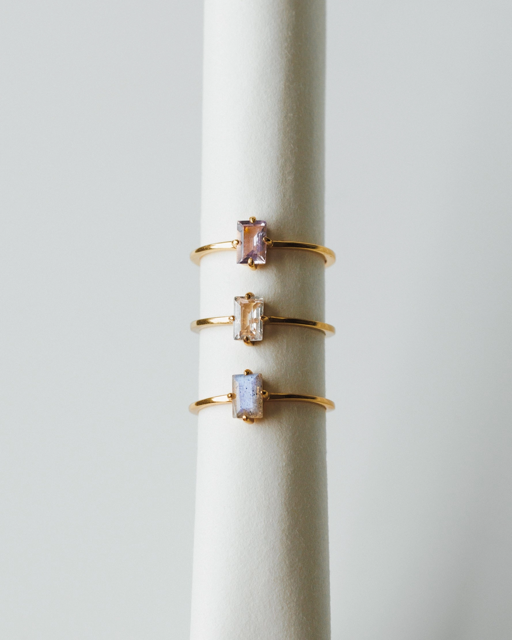 Daily Radiance Shiny Texture Labradorite Grand Baguette Ring